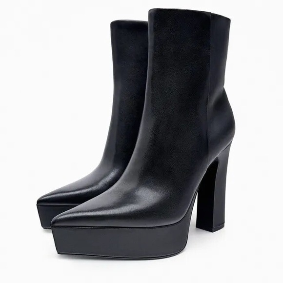 (H3) ZARA WOMEN'S LEATHER PLATFORM ANKLE BOOTS
BLACK, size 36/5USA, 1104/010 - Picture 1 of 14